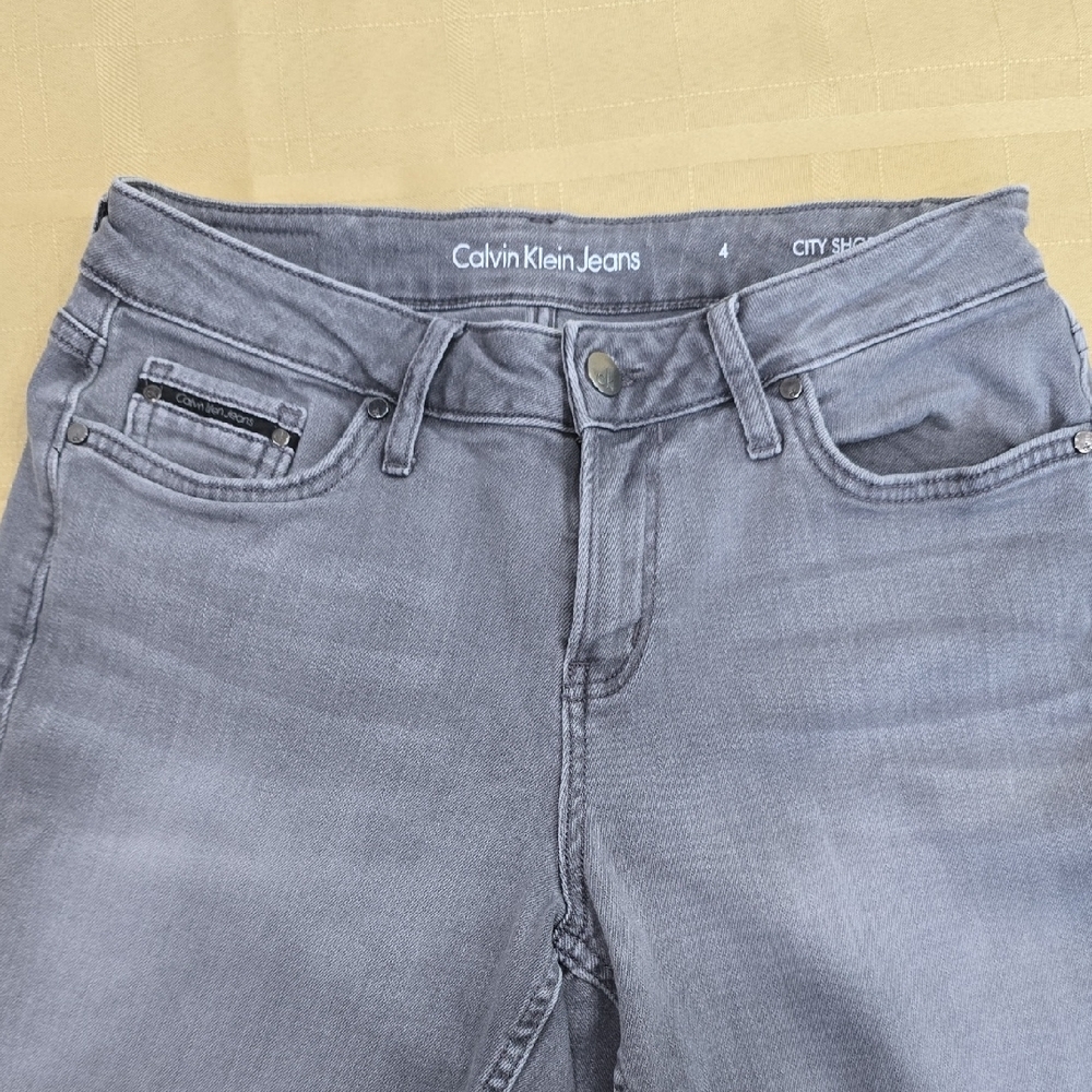 CK Calvin Klein Jeans City Shorts Bermuda Denim Light Gray Size 4 - Picture 4 of 10